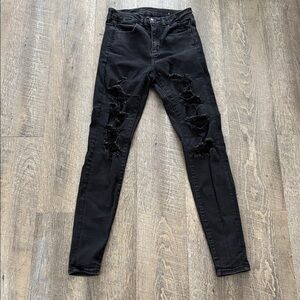 American Eagle Outfitters Black Ne(x)t Level stretch Ripped Skinny Jeans